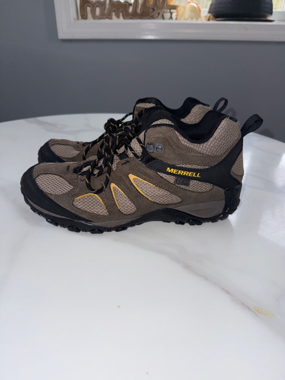 Merrell  Yacota2 mid Brown and Yellow men’sTrail Hiking Shoes